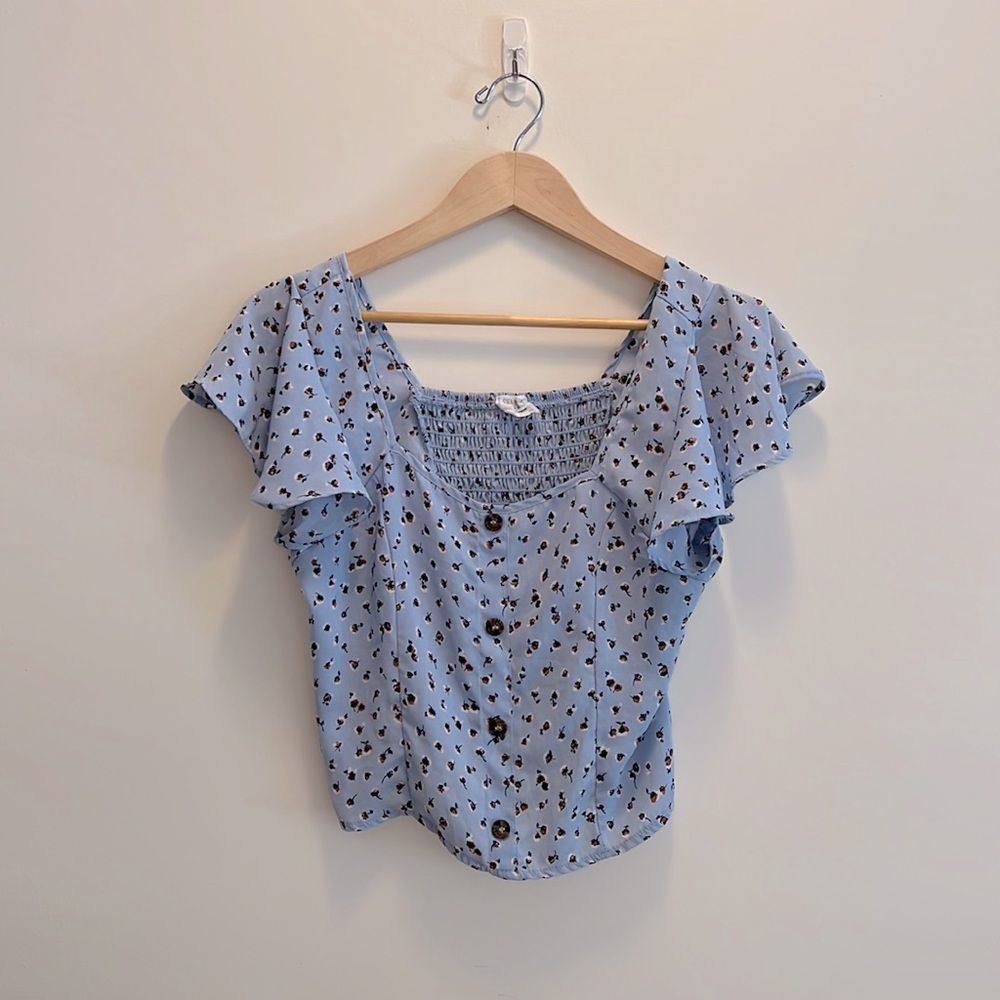 Blue Floral Crop Top